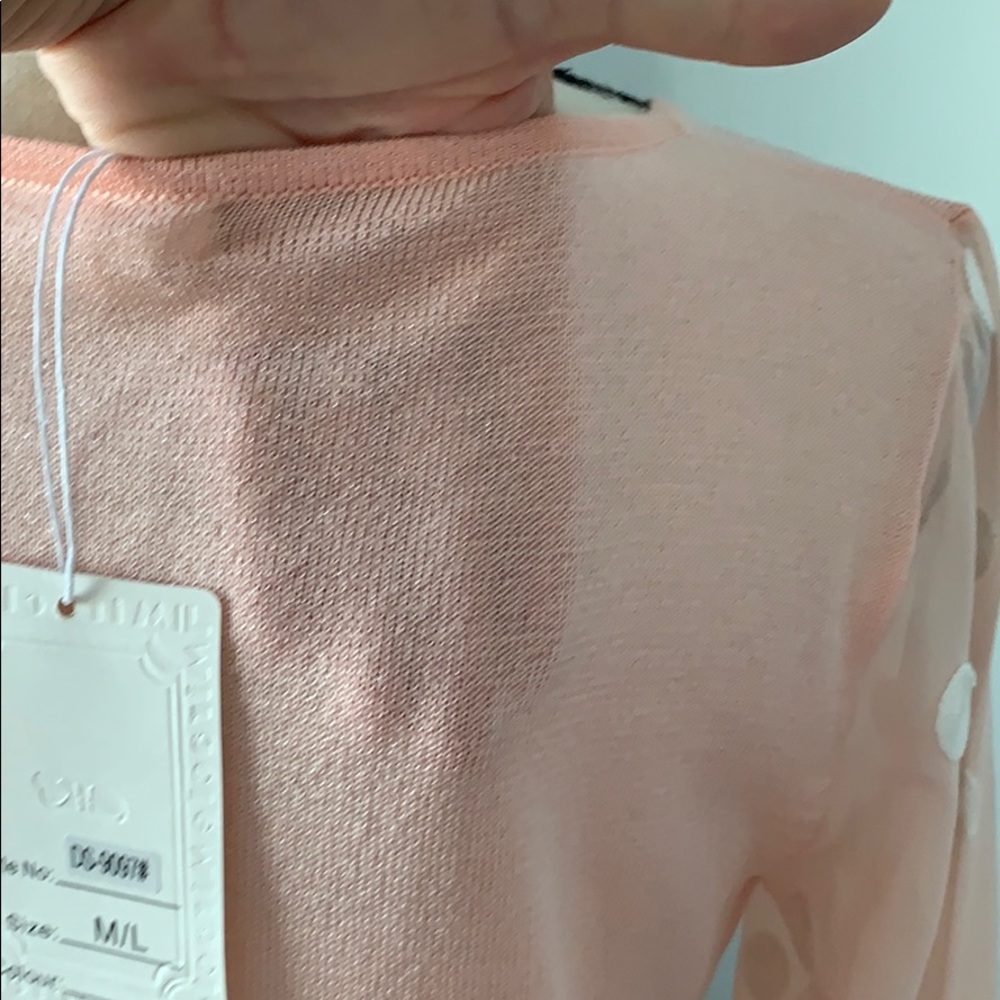 Miracle peach sweater with sheer polka dot sleeves - Picture 6 of 6